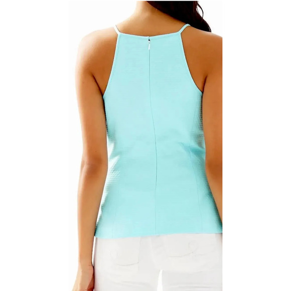 NWT Lilly Pulitzer Sz 6 LARINA Blue and Gold Halter Top - Picture 8 of 10